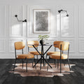 Casa Glass and Black Dining Table 4 Smith Caramel Chairs