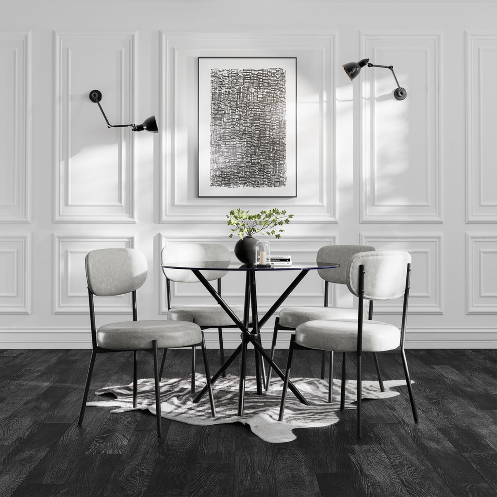 Casa Glass and Black Dining Table 4 Smith Graphite Chairs