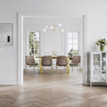 Antibes Gold Dining Table 4 Carlo Taupe Chairs