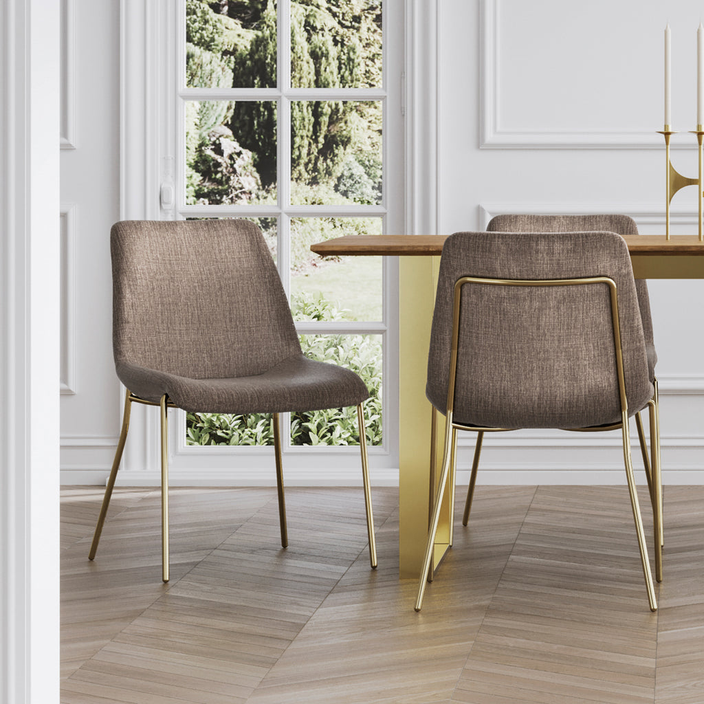 Carlo Taupe and Gold Dining Chair