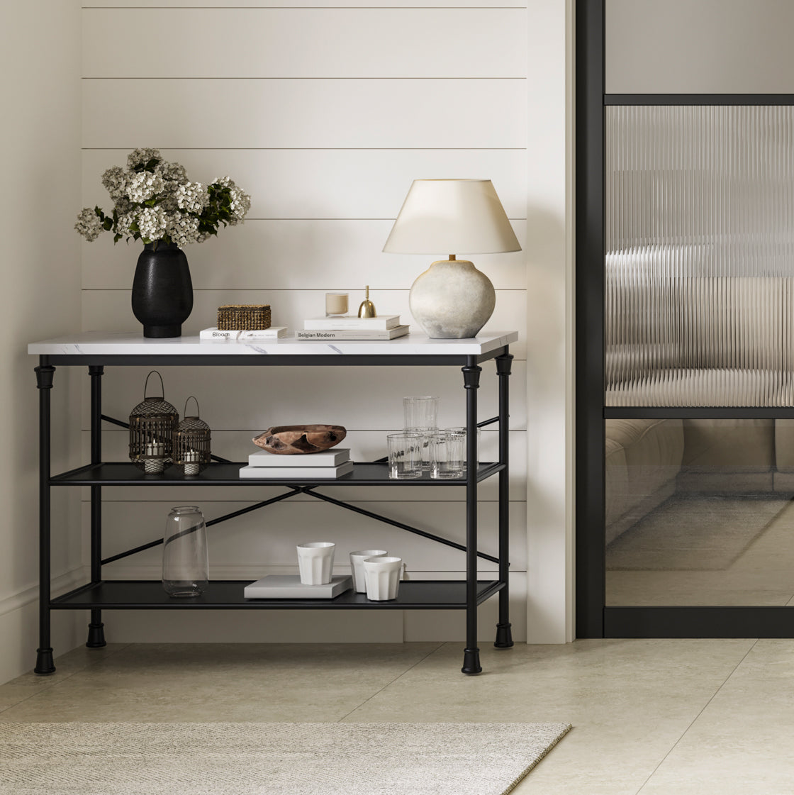Fairmont Marble & Black Console Table
