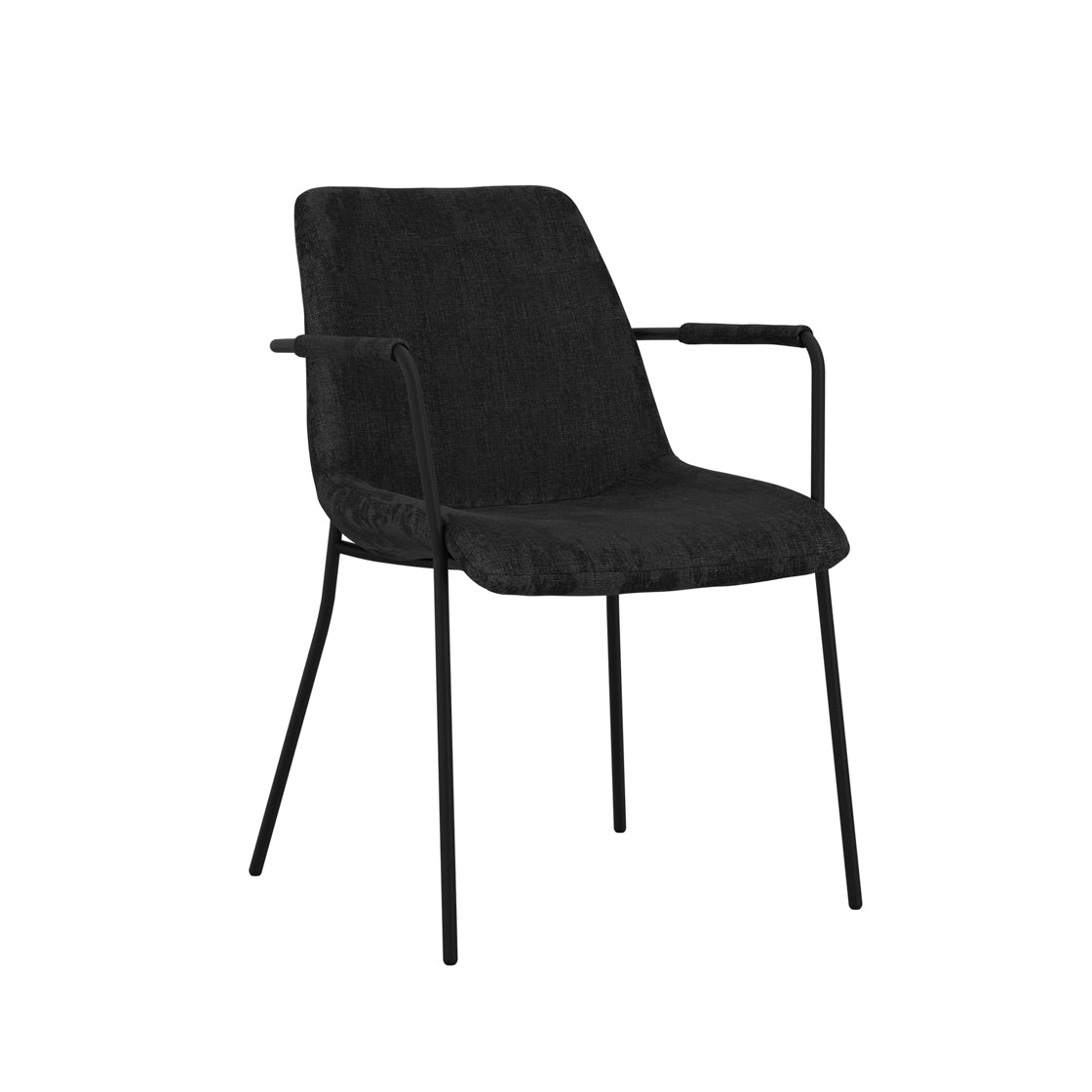 Antibes Black Dining Table 4 Carlo Black Chairs with Arms