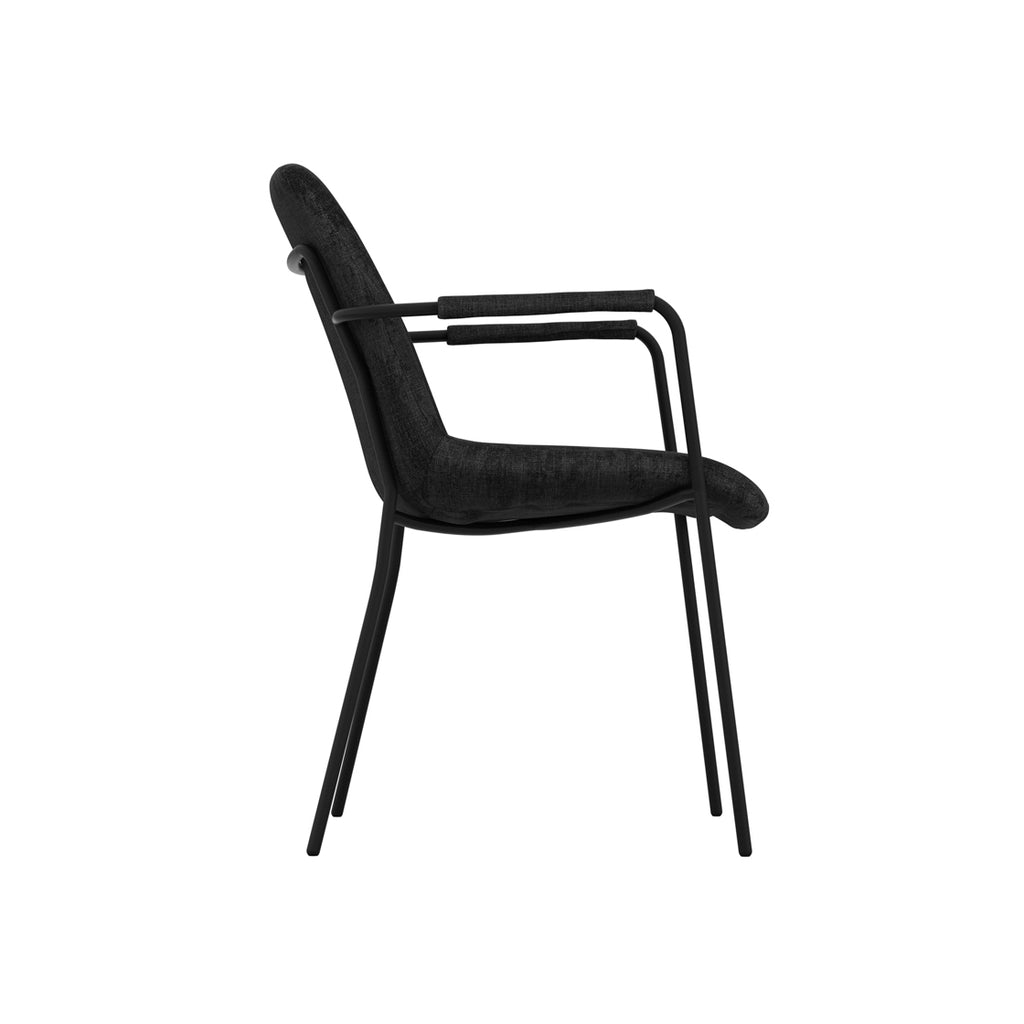 Antibes Black Dining Table 4 Carlo Black Chairs with Arms