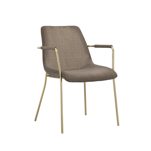 Antibes Gold Dining Table 4 Carlo Taupe Chairs with Arms