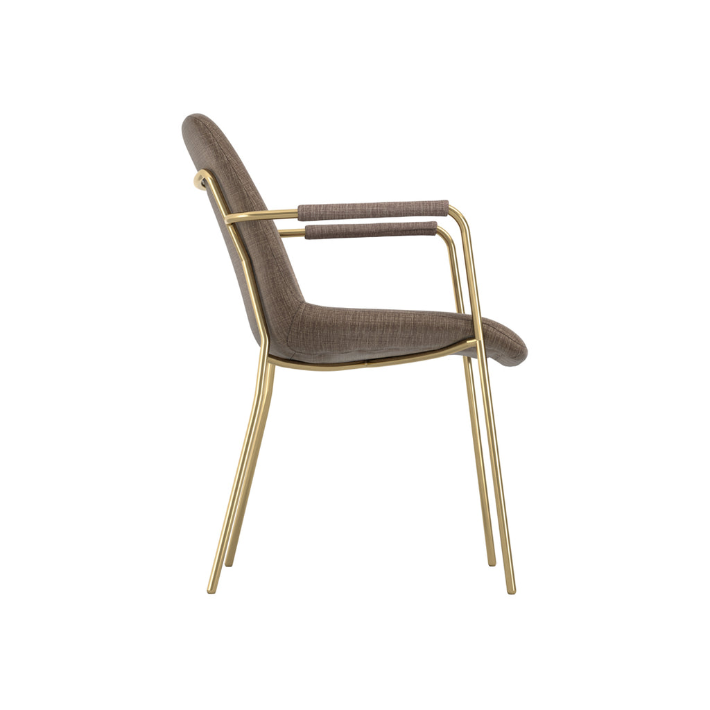 Antibes Gold Dining Table 4 Carlo Taupe Chairs with Arms