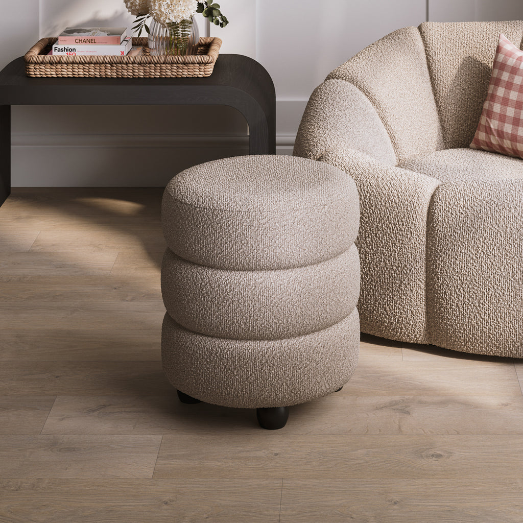 Emi Buff and Black Pouffe