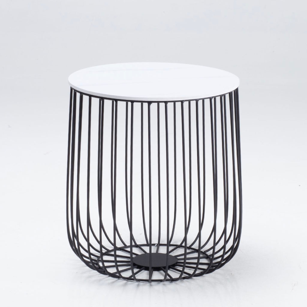 Enzo Marble & Black Side Table