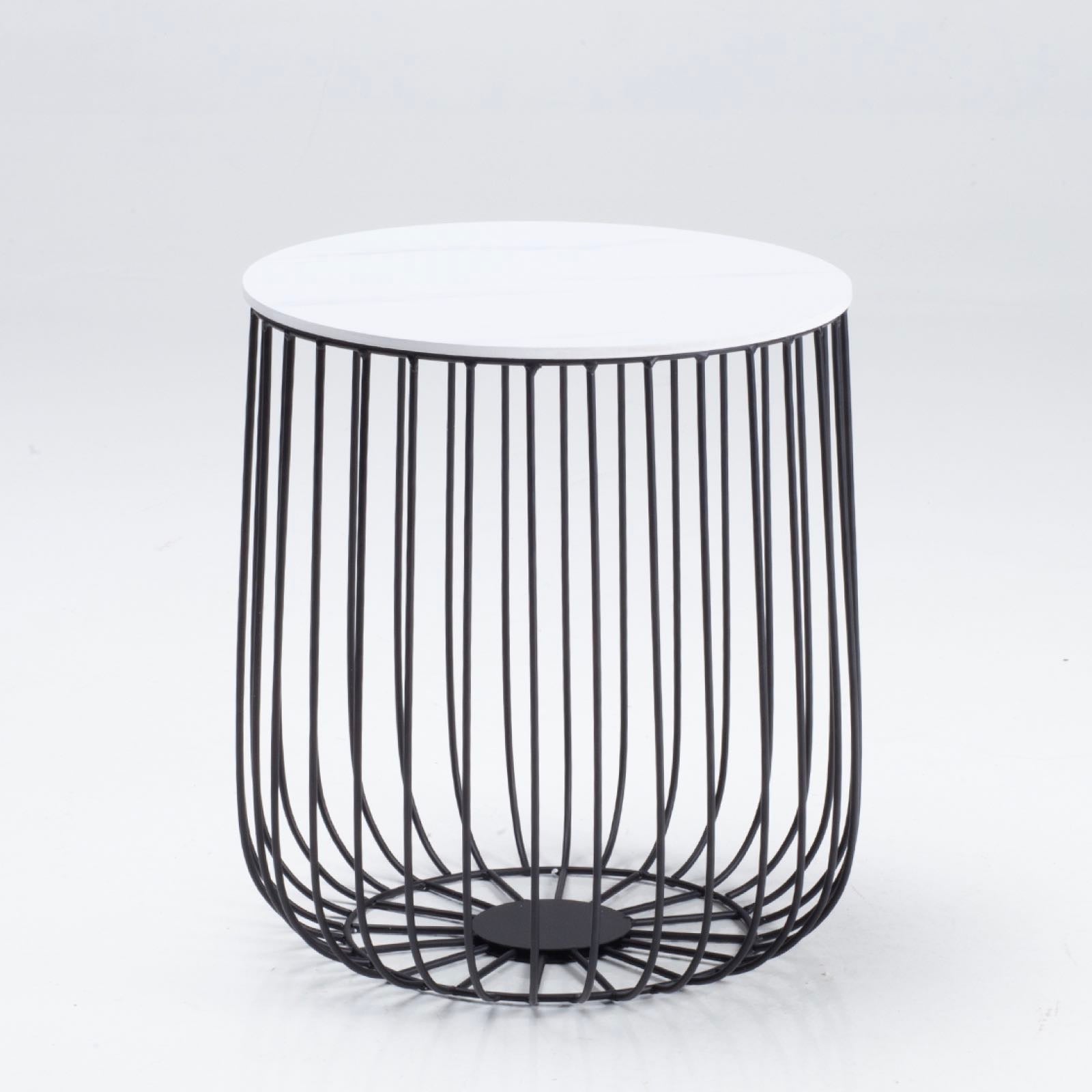 Enzo Marble & Black Side Table