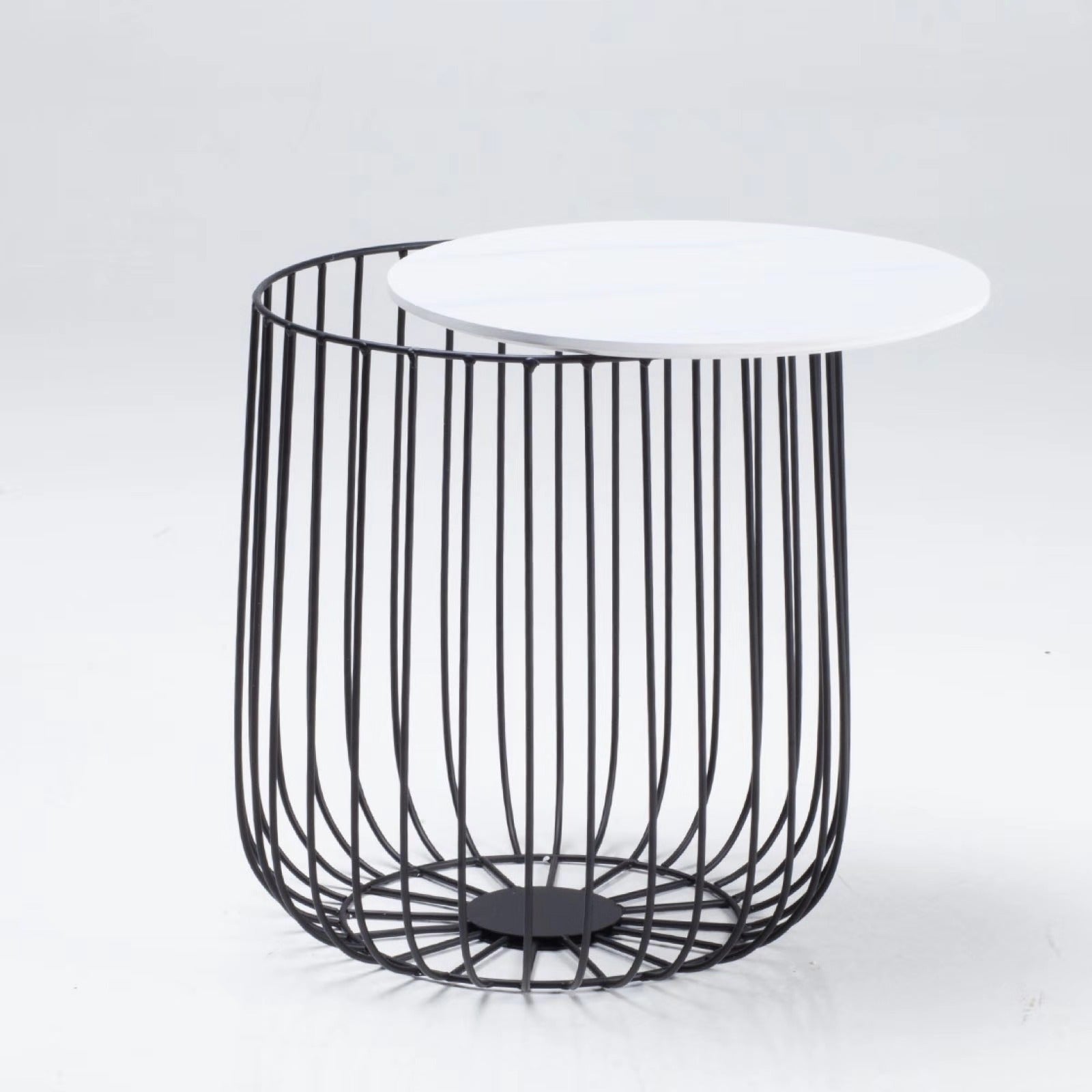 Enzo Marble & Black Side Table