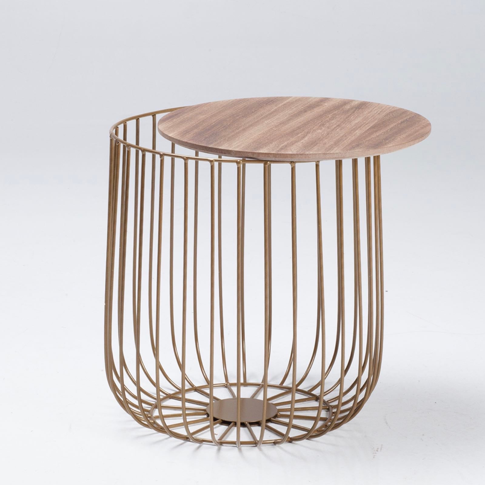 Enzo Oak & Gold Side Table