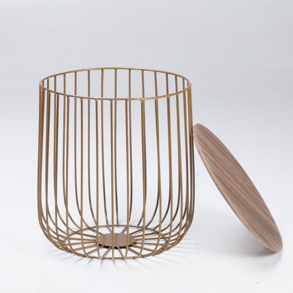 Enzo Oak & Gold Side Table