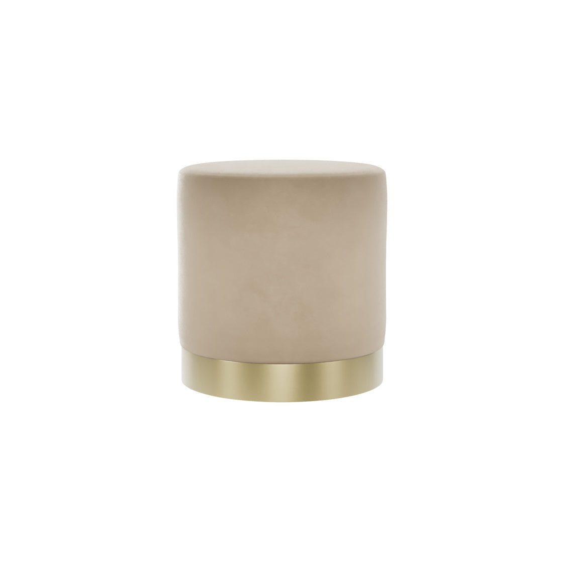 Charles Chair and Lara Small Pouffe Beige Velvet and Brushed Gold